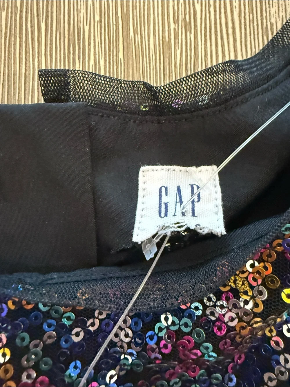 GAP Girls' Multicolor Sequin Short Sleeve Dress